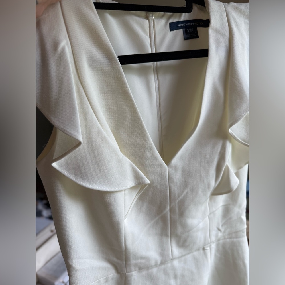 Linen Blend French Connection Ivory Dress Bridal Shower Chic Summer Fashion